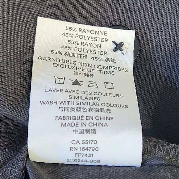 Frank And Oak Button Front Blouse Womens M Black V-Neck Flutter Short Sleeve - Picture 8 of 8